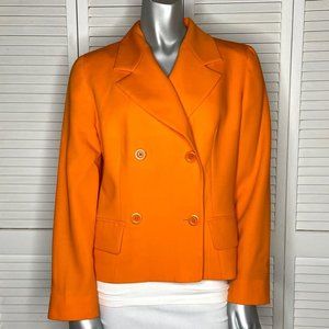 Les Copains Bright Orange Wool Blend Double Breasted Blazer Jacket 42 IT US 6